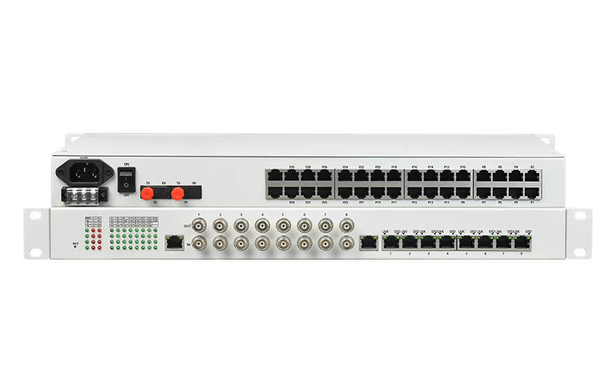 飛暢科技-32路電話+8E1+8FE物理隔離（1+1光備份，19英寸）電話光端機(jī)